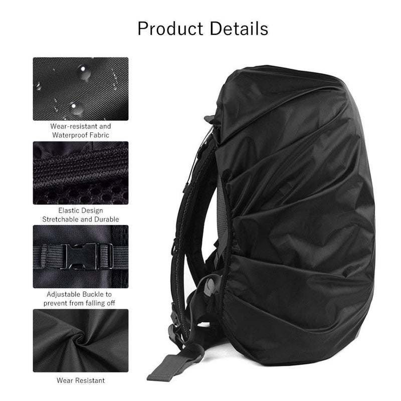 LAMA 2 Pack Waterproof Rain Cover for Backpack, Reflective Rucksack Rain Cover for Anti-Dust/Anti-Theft/Bicycling/Hiking/Camping/Traveling, M Size (for 30L-40L Backpack), 2 Pcs Black - Image 3